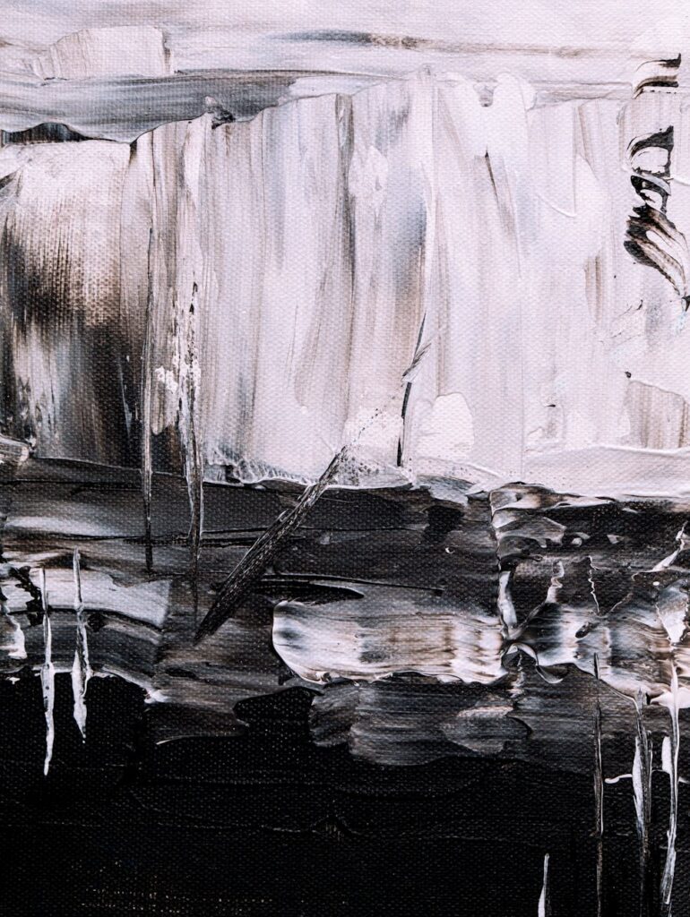 canvas with black and white paint